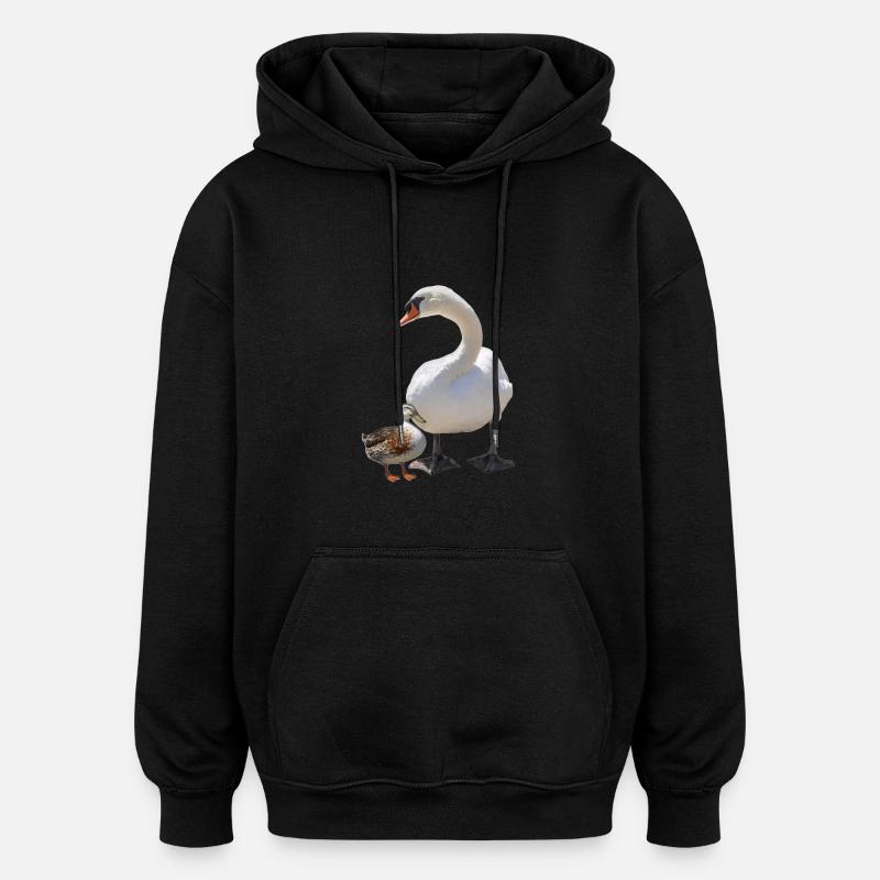 Cygne - Sweat à capuche oversize unisexe - noir