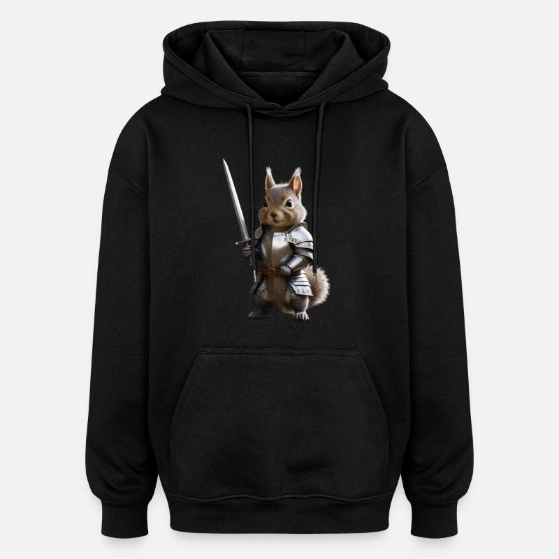 écureuil chevalier épée 1 - Sweat à capuche oversize unisexe - noir