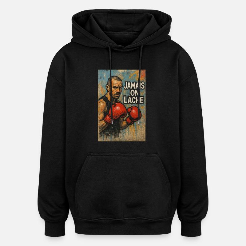 Boxe - Sweat à capuche oversize unisexe - noir