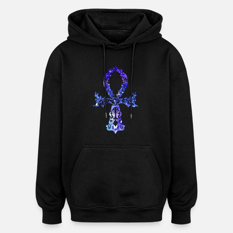 Ankh Cosmique - Version Indigo - Sweat à capuche oversize unisexe - noir