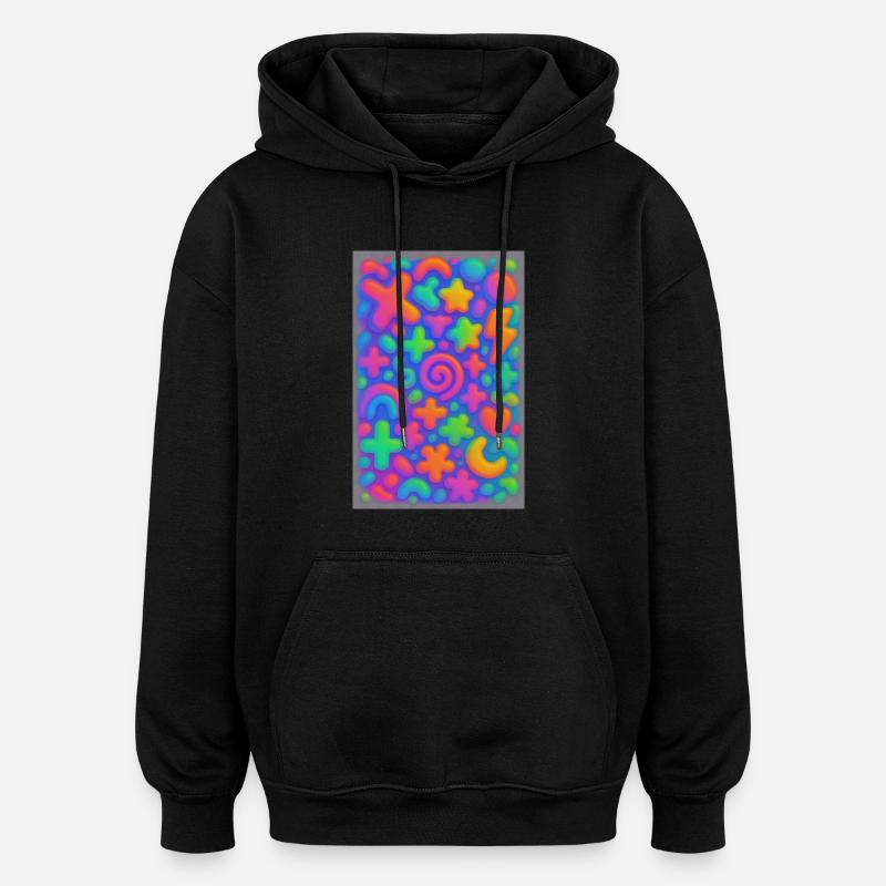 Neon Overload - Explosion de pop art 3D qui se chevauche - Sweat à capuche oversize unisexe - noir