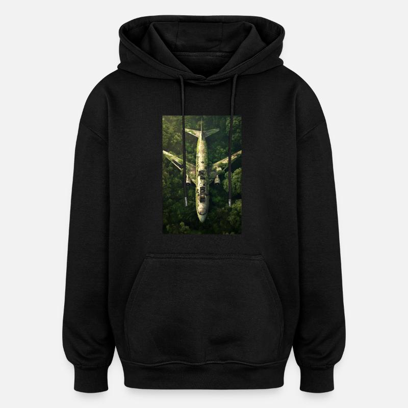 Verlassenes Dschungel-Flugzeugwrack - Oversized Unisex Hoodie - Schwarz