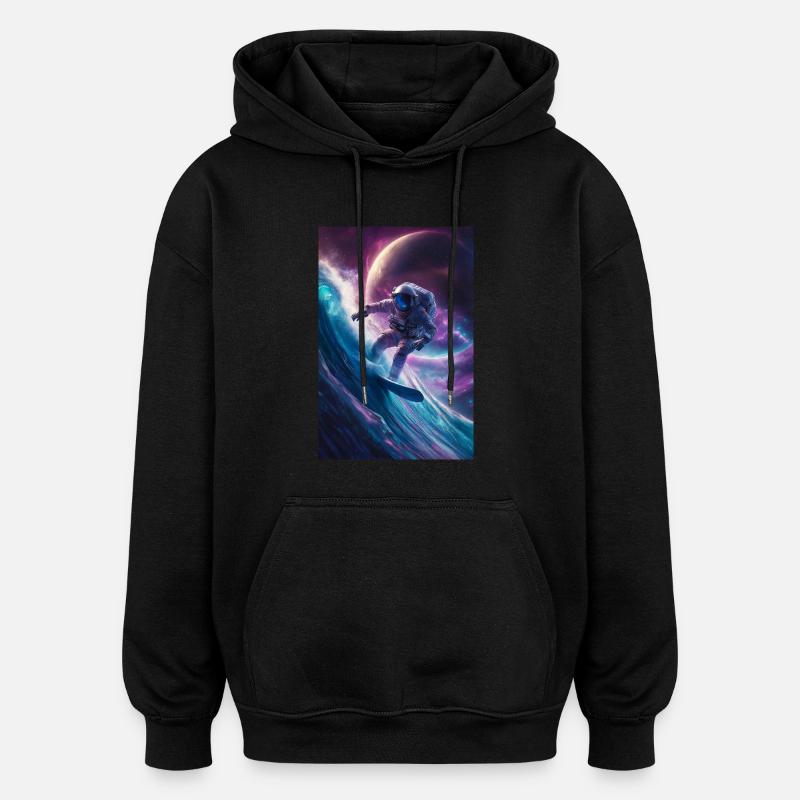 Astronaute surfeur galactique - Sweat à capuche oversize unisexe - noir