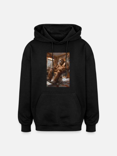 Sasquatch chez le barbier - Sweat à capuche oversize unisexe - noir