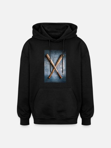Classic Baseball Bats Crossed - Oversized Unisex Hoodie - black
