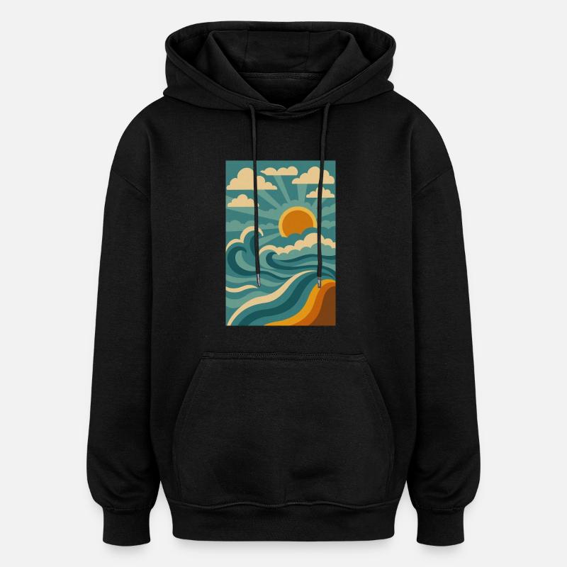 Wellen der Nostalgie - Oversized Unisex Hoodie - Schwarz
