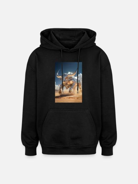 Chrome Bull Power Charge - Oversized Unisex Hoodie - Schwarz