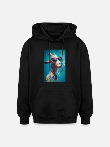 Chill Goat in Shades - Oversized Unisex Hoodie - black