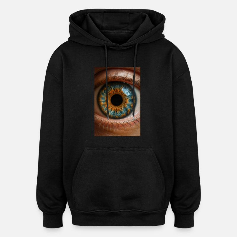 Iris bleu feu Gros plan - Sweat à capuche oversize unisexe - noir