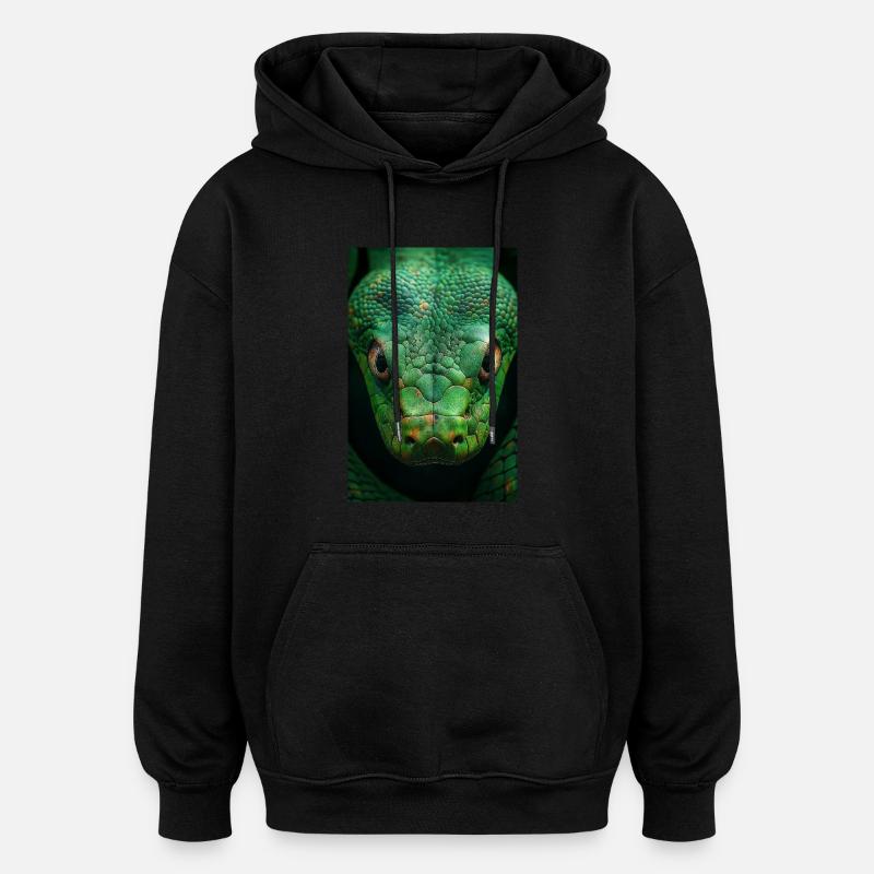 Regard de serpent vert hypnotique - Sweat à capuche oversize unisexe - noir