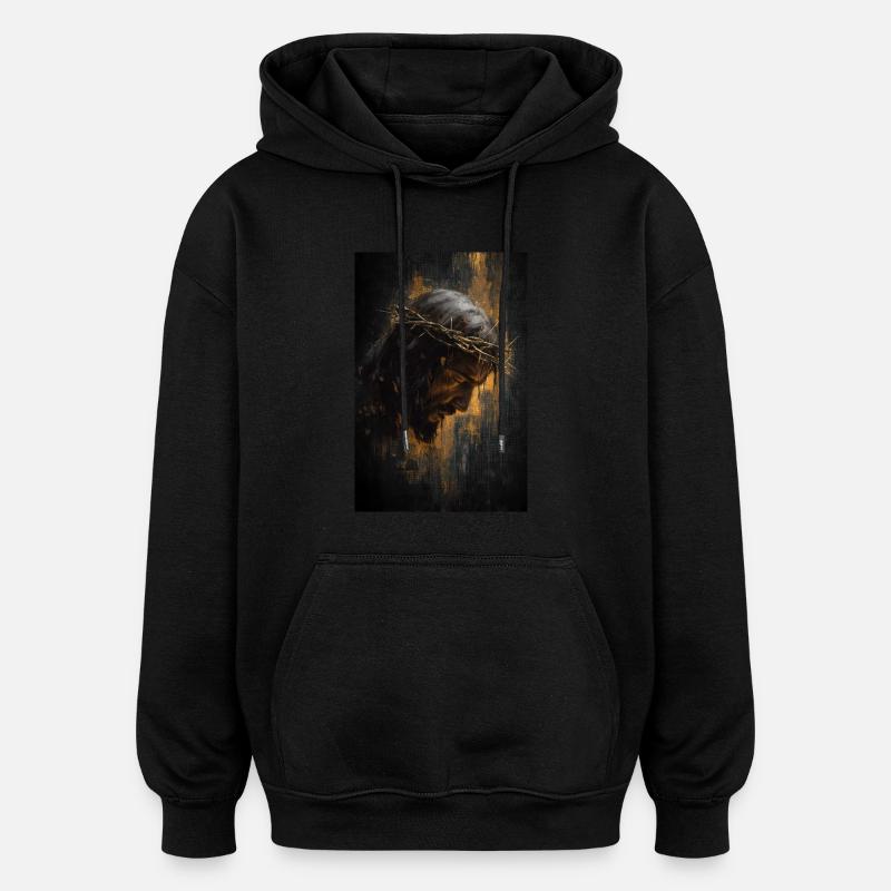 L’homme des douleurs – Couronné d’épines - Sweat à capuche oversize unisexe - noir
