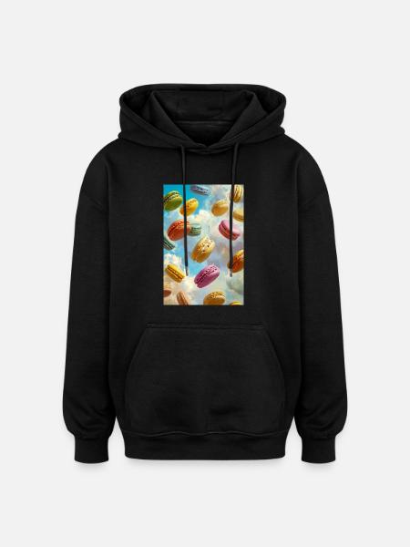 Bunte Macarons am Himmel - Oversized Unisex Hoodie - Schwarz