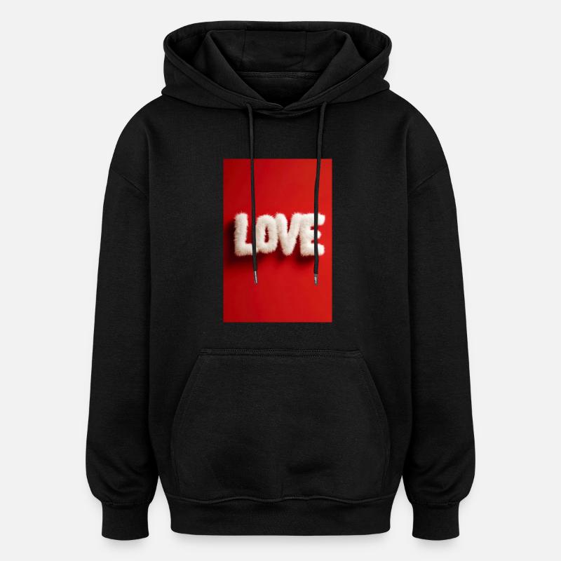 Furry LOVE on Red Background - Oversized Unisex Hoodie - black