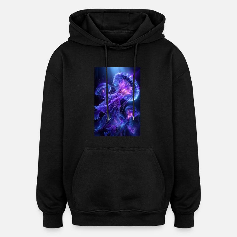 Méduse néon - Sweat à capuche oversize unisexe - noir