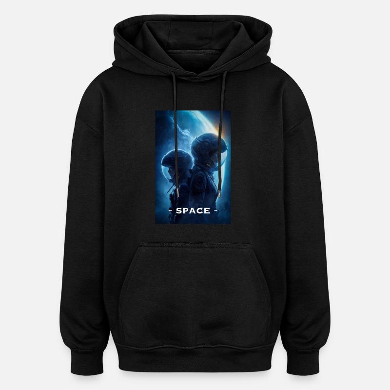 Astronauts in Deep Space - Oversized Unisex Hoodie - black
