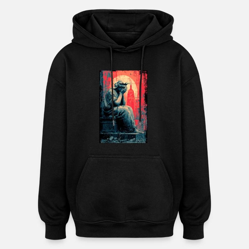Weinende Freiheitsstatue - Oversized Unisex Hoodie - Schwarz