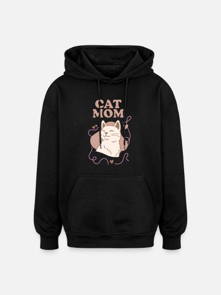 Cat Mom - Oversized Unisex Hoodie - Schwarz