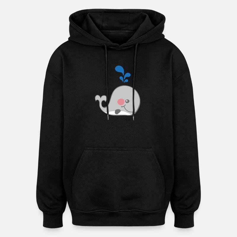 baleine - Sweat à capuche oversize unisexe - noir