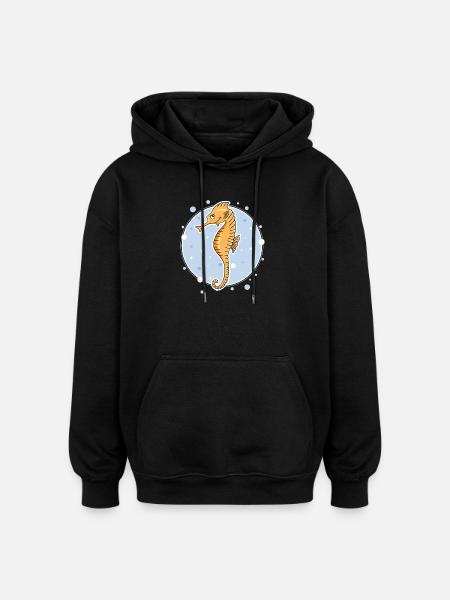 Sea horse - Oversized Unisex Hoodie - black