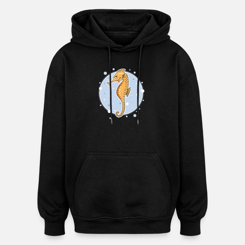 Seepferdchen - Oversized Unisex Hoodie - Schwarz