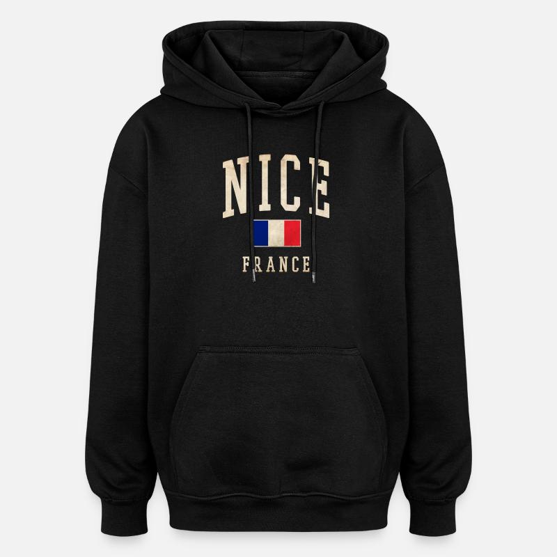 Beau drapeau français - Sweat à capuche oversize unisexe - noir