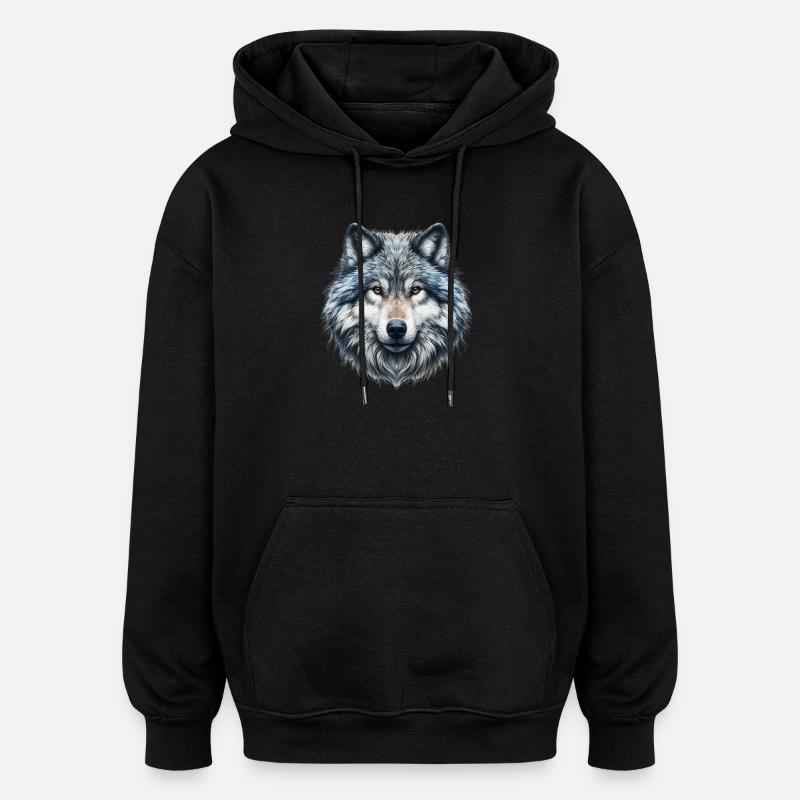 Wolf - Oversized Unisex Hoodie - Schwarz