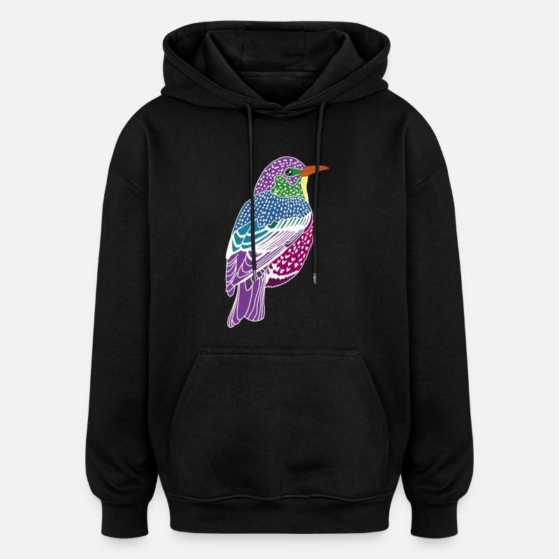 Mehrfarbiger Vogel - Oversized Unisex Hoodie - Schwarz