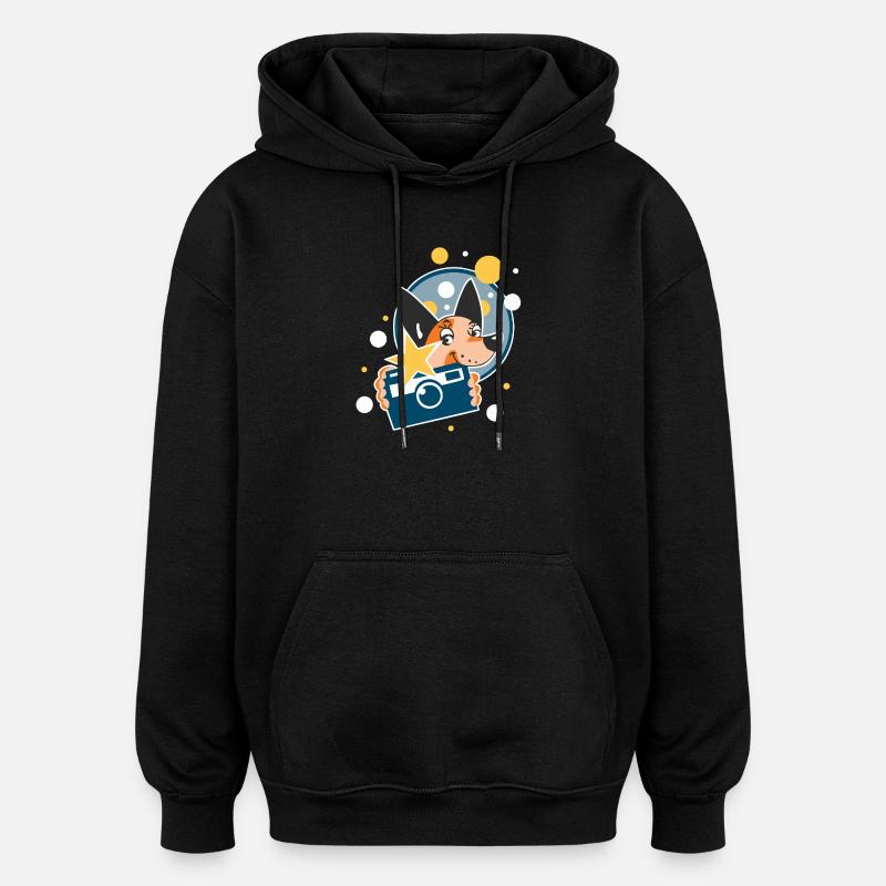 Chien Photographe  - Sweat à capuche oversize unisexe - noir