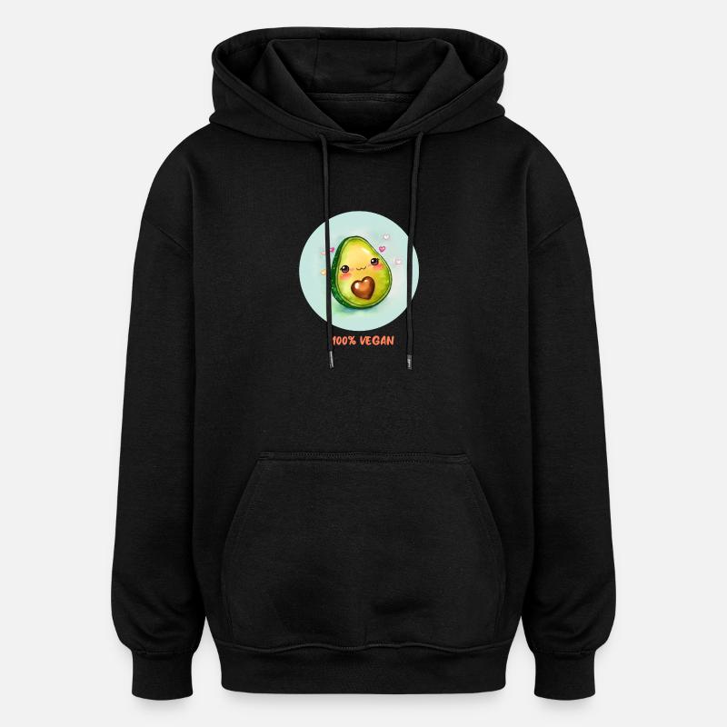 Avocat végétalien - Sweat à capuche oversize unisexe - noir