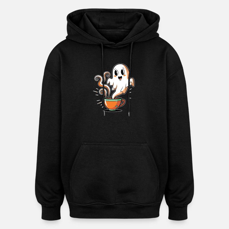 Kaffeegeist mit charmantem Gesicht - Oversized Unisex Hoodie - Schwarz