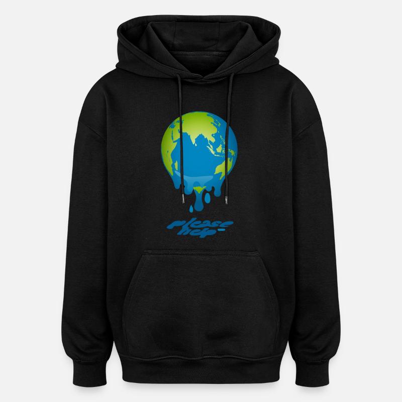 Melting Globe - Oversized Unisex Hoodie - Schwarz