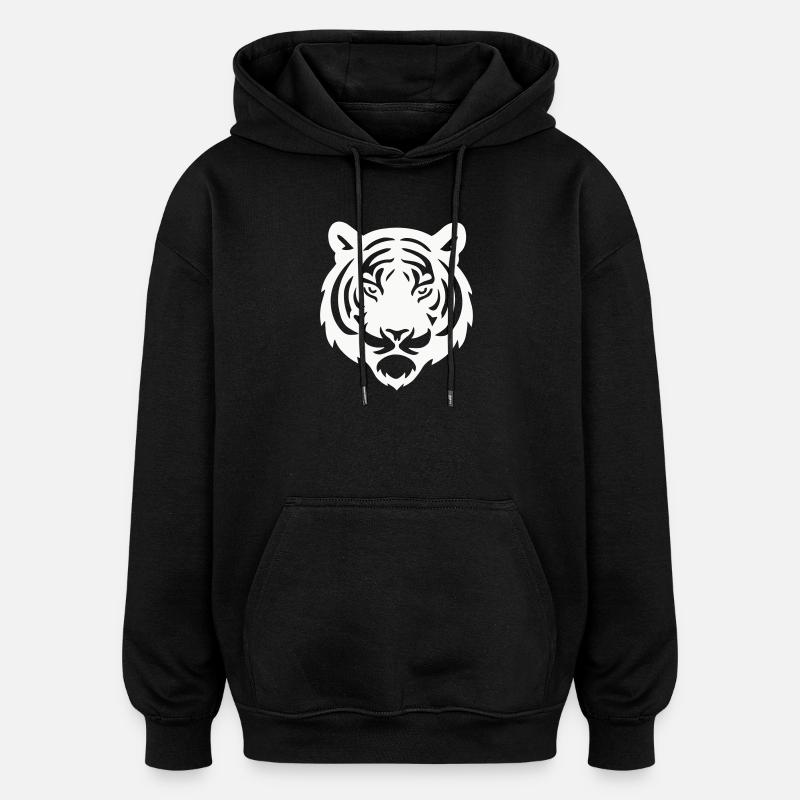 Silhouette Tête De Tigre - Sweat à capuche oversize unisexe - noir