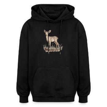 Reh - Oversized Unisex Hoodie - Schwarz - Vorne - Noah (186cm)