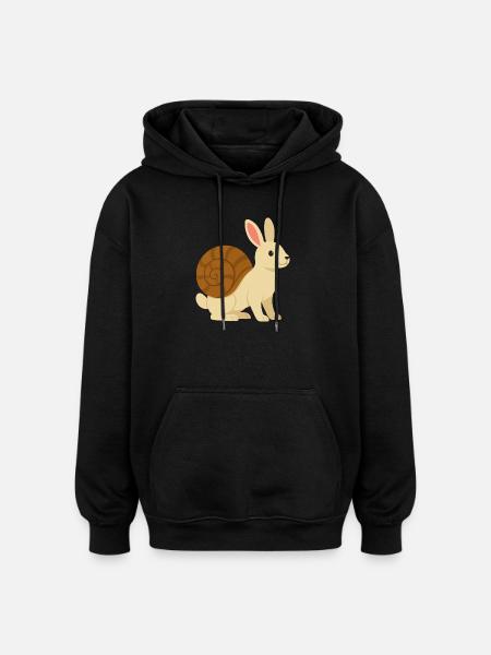 Cute Snail Rabbit - Oversized Unisex Hoodie - black