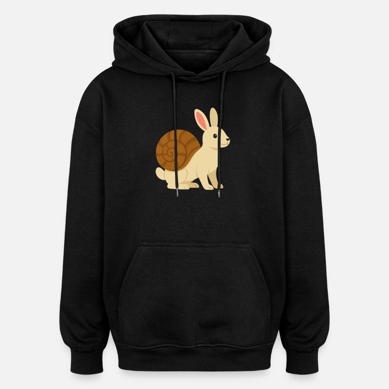 Cute Snail Rabbit - Oversized Unisex Hoodie - black