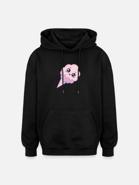 Glace Kawaii Nuage Rose - Oversized Unisex Hoodie - black