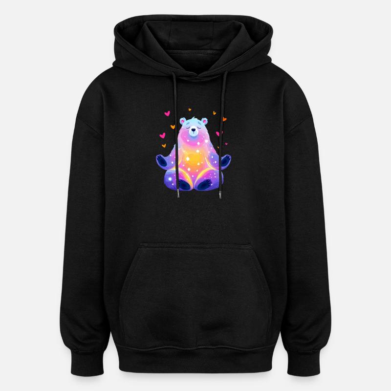 Rainbow Bear - Oversized Unisex Hoodie - black