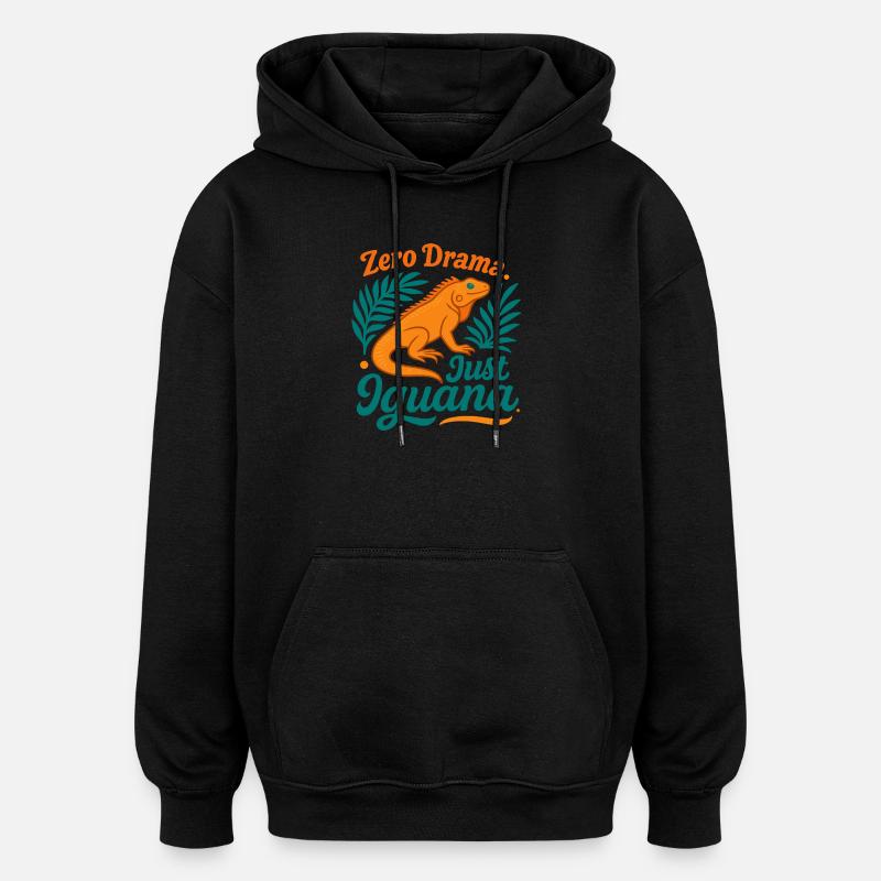Iguane Zéro Drame - Sweat à capuche oversize unisexe - noir