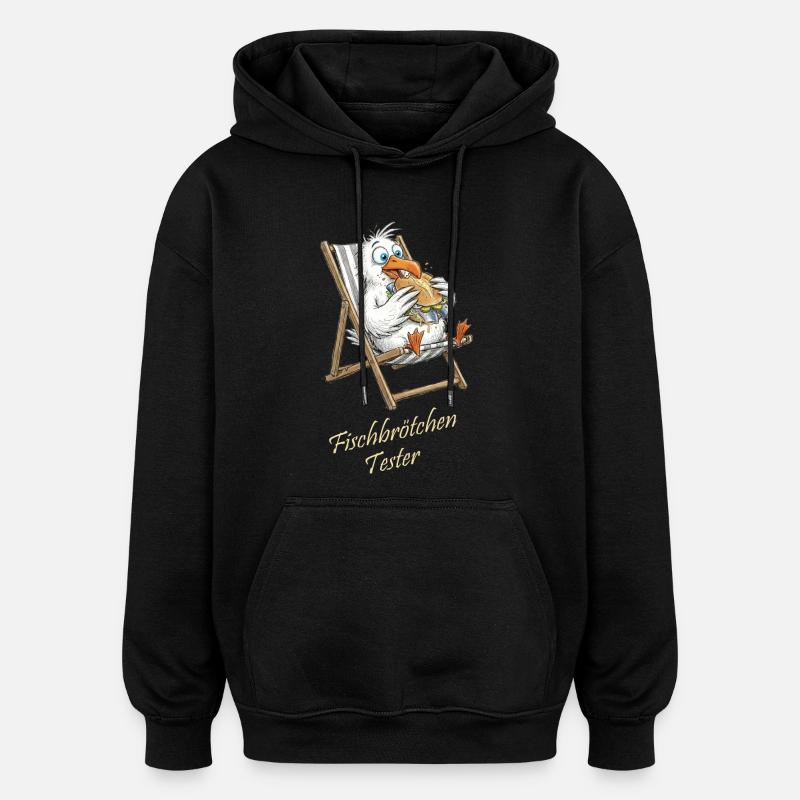Dessin animé Fish Roller Tester - Sweat à capuche oversize unisexe - noir
