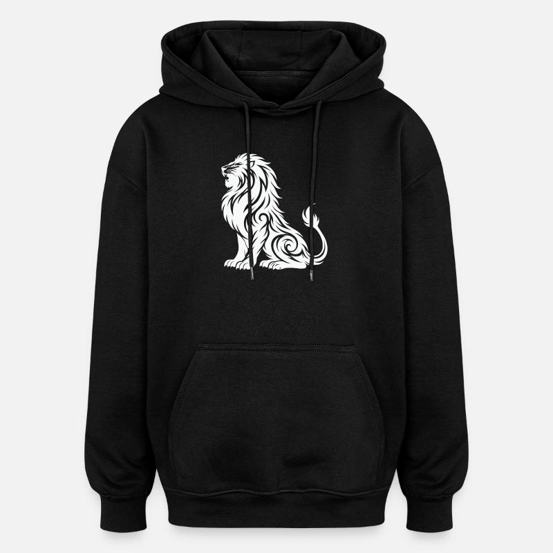 Tribal Löwe Silhouette - Oversized Unisex Hoodie - Schwarz