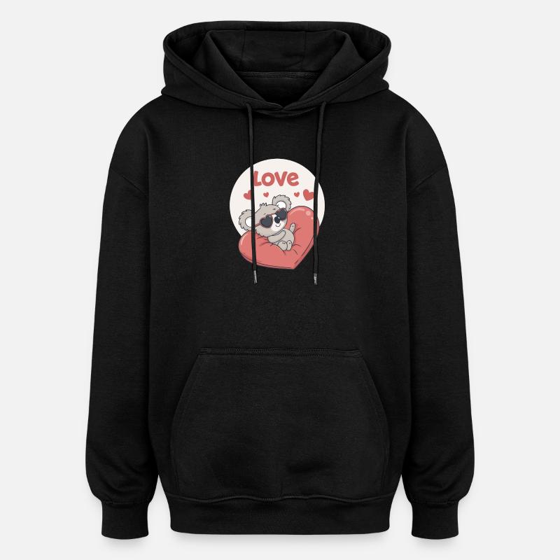 Koala Heart in Colour - Oversized Unisex Hoodie - black