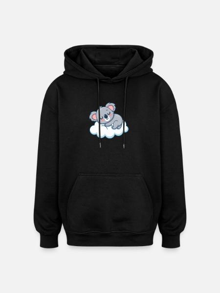 Dreamy Koala on Cloud - Oversized Unisex Hoodie - black