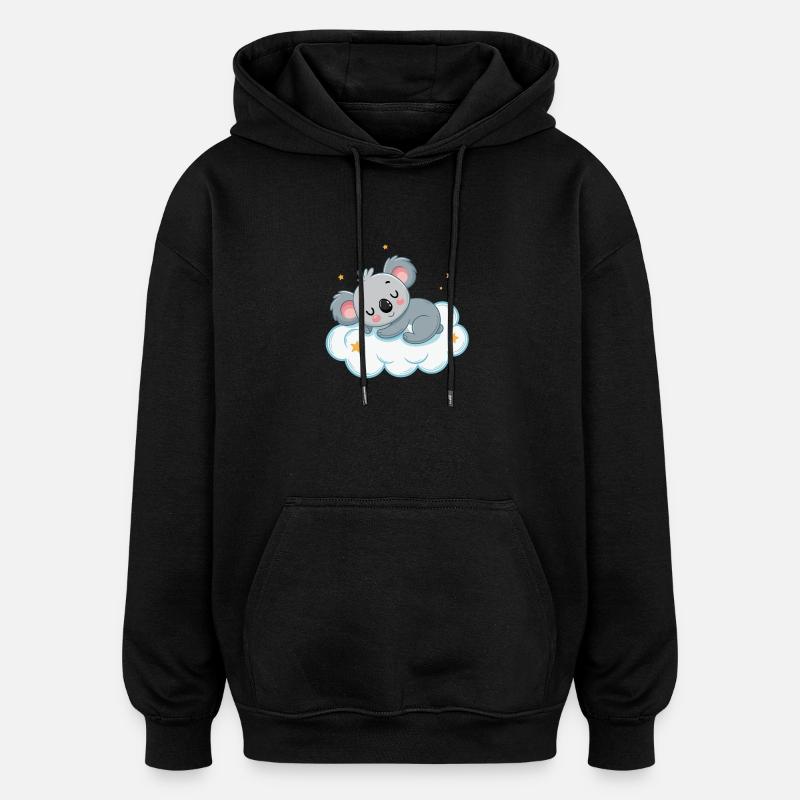 Koala rêveur sur nuage étoilé - Sweat à capuche oversize unisexe - noir
