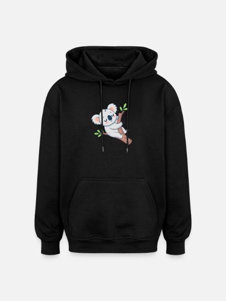Koala rêveur sur branche joyeuse - Sweat à capuche oversize unisexe - noir