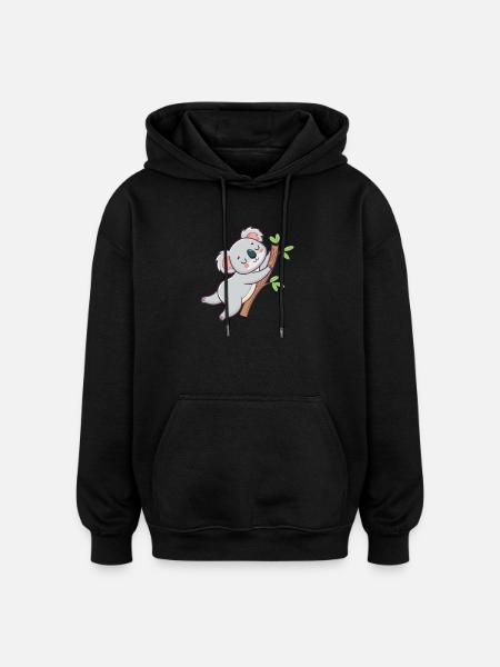 Cuddly koala on pastel branch - Oversized Unisex Hoodie - black