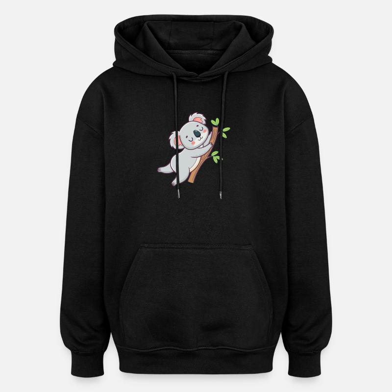 Cuddly koala on pastel branch - Oversized Unisex Hoodie - black