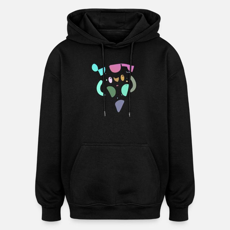 Mosaïque de pizza abstraite pastel - Sweat à capuche oversize unisexe - noir