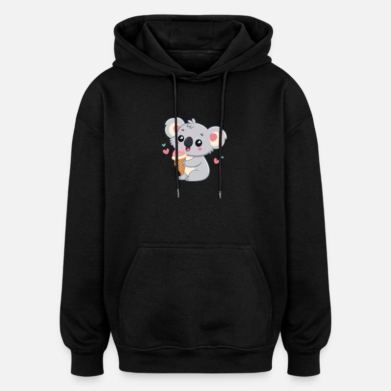 Koala gourmand pastel avec glace - Sweat à capuche oversize unisexe - noir