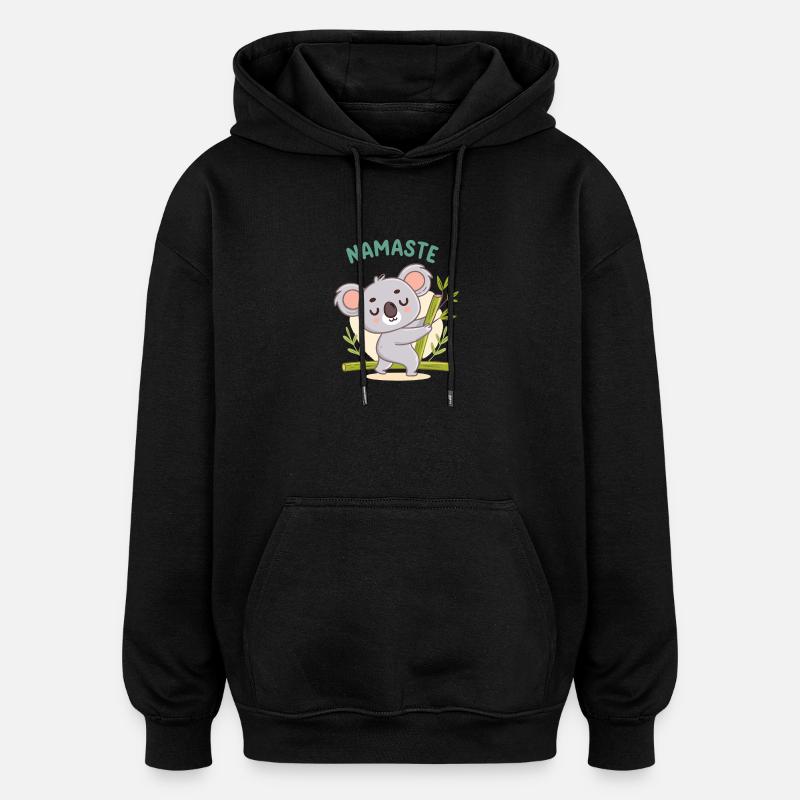 Koala Namaste Bambou Pastel - Sweat à capuche oversize unisexe - noir