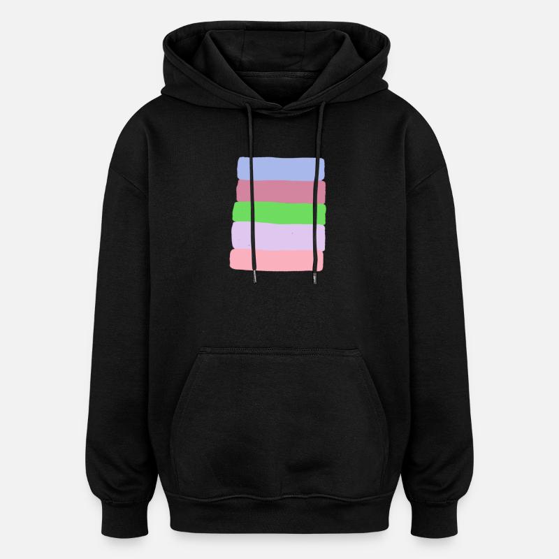Pastellstreifen-Stack - Oversized Unisex Hoodie - Schwarz